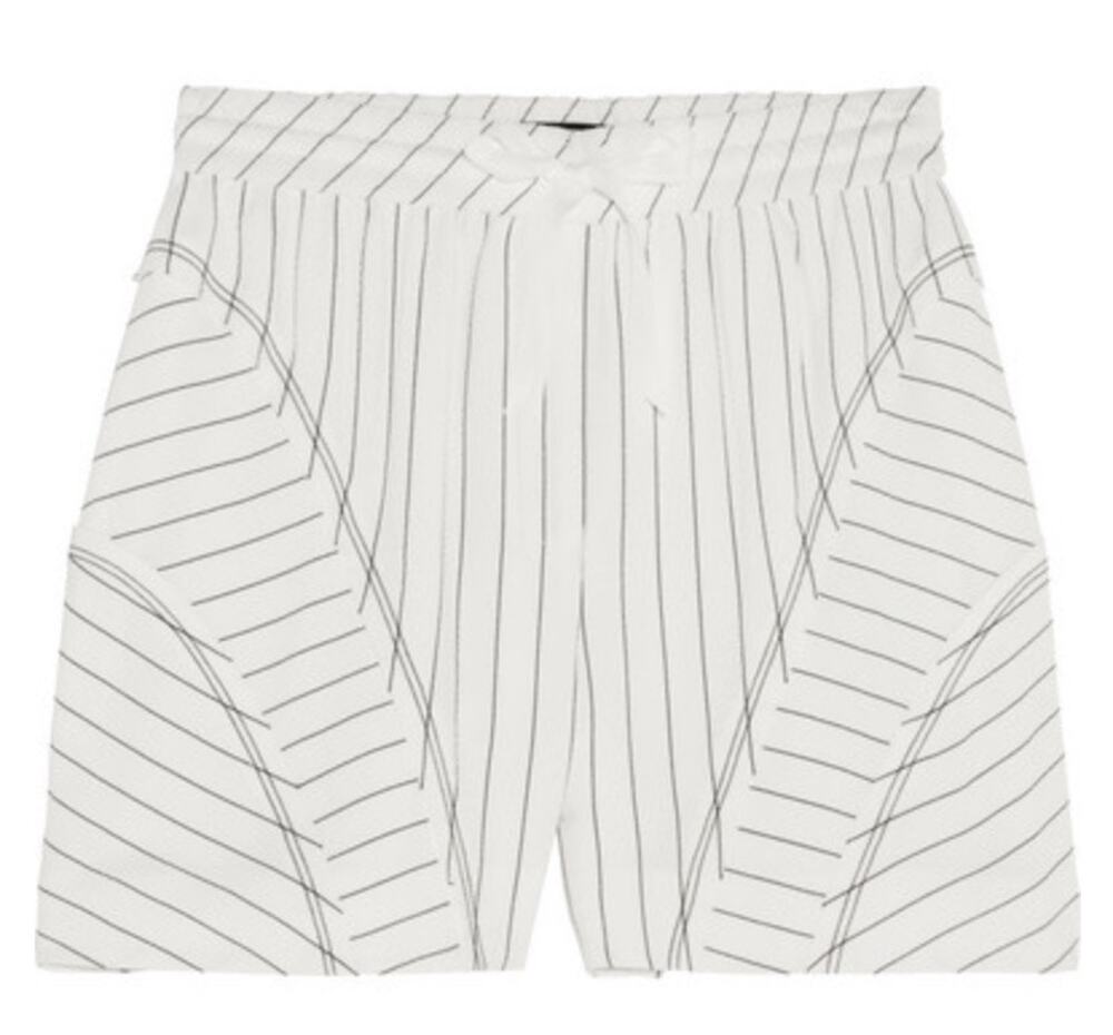 Alexander Wang Pinstripe White Black Shorts Casual Raw Hem Drawstring EUC 4
